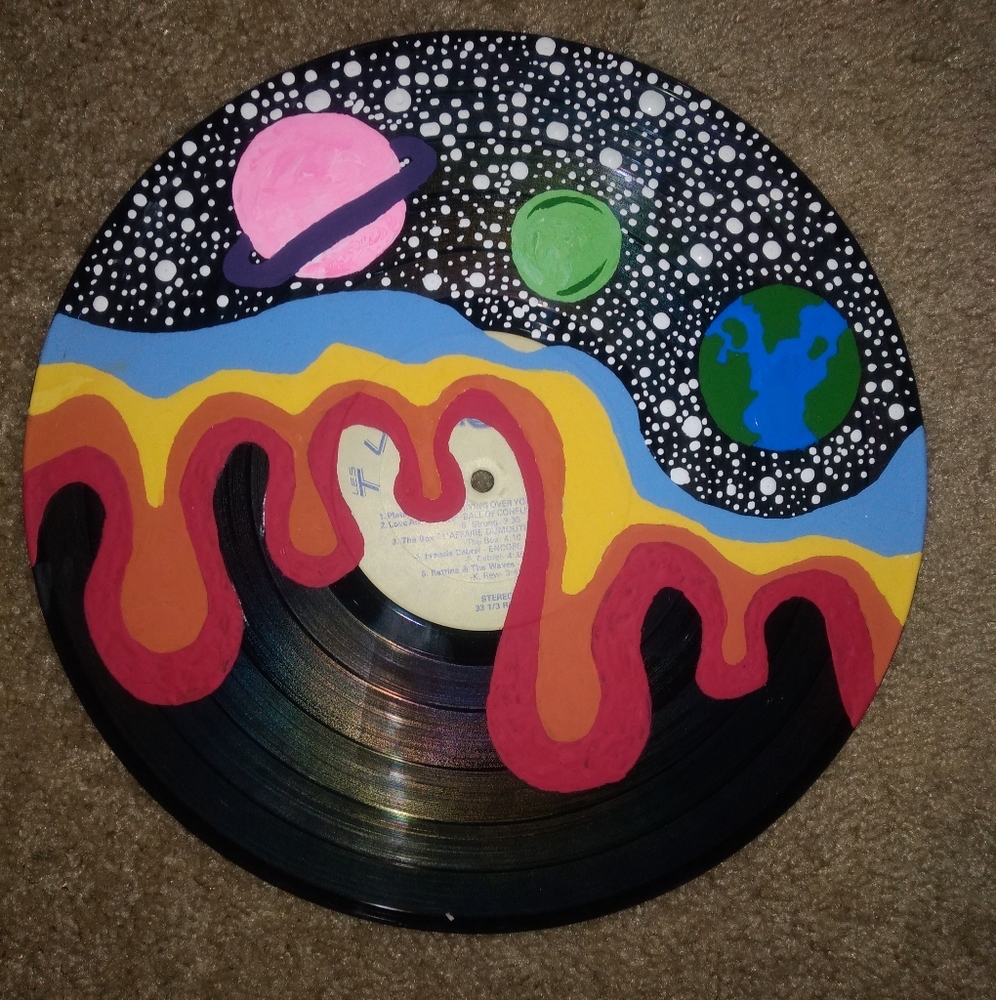 painted vinal record, painted myself